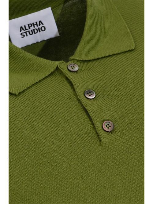 Polo in filato di cotone Oliva Alpha Studio | AU-5001B1015